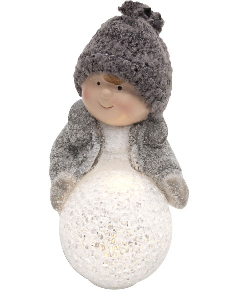 Novogodišnja svetleća keramička dekoracija Dečak KDC14