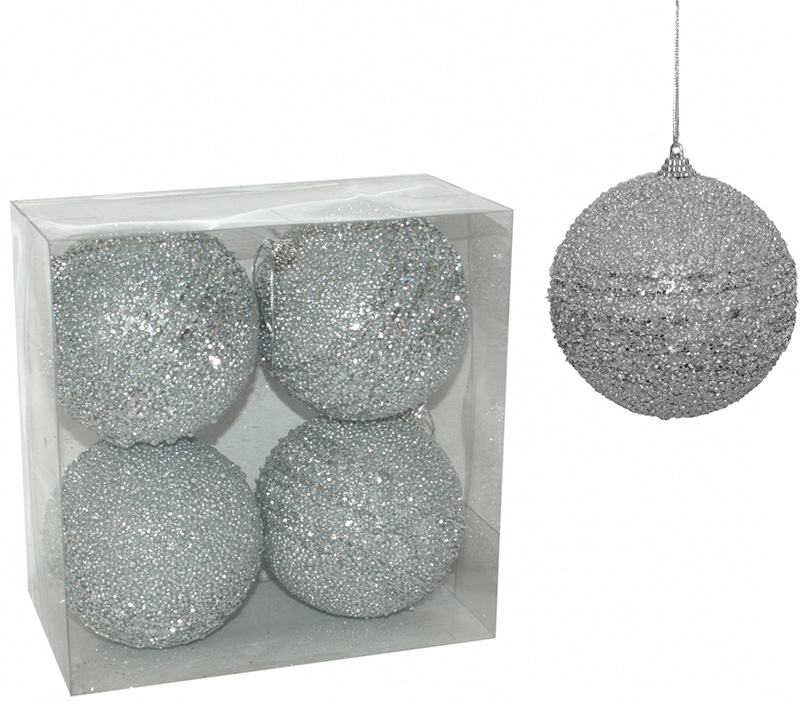 Ukrasi za jelku srebrni - 4 komada