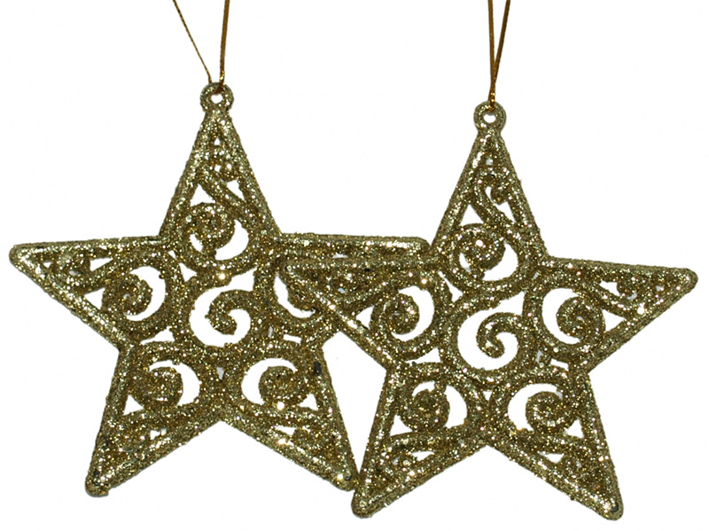 Ukrasi za jelku - zvezde u boji zlata set 2 komada