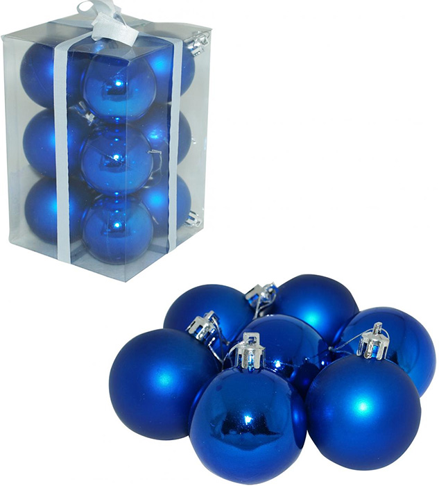 Novogodišnji ukrasi za jelku 12 plavih kugli 6cm