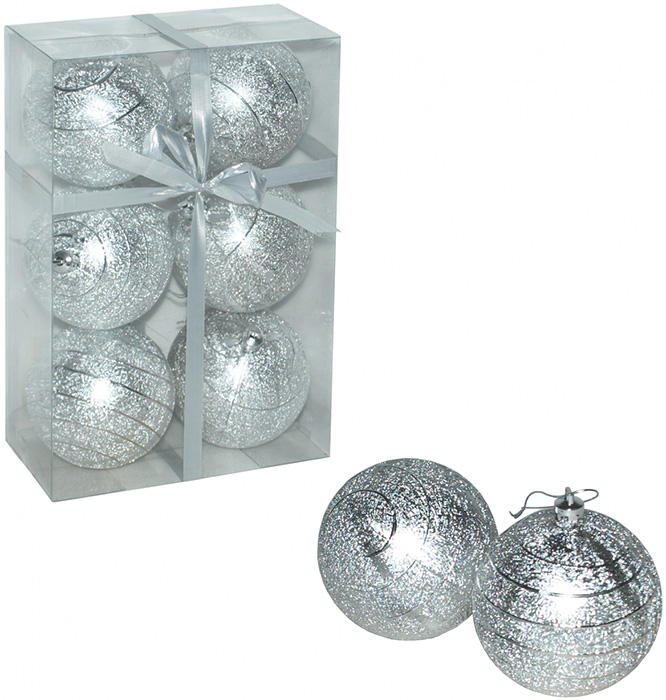 Ukrasi za jelku - kugle 8 cm 6 komada srebrne