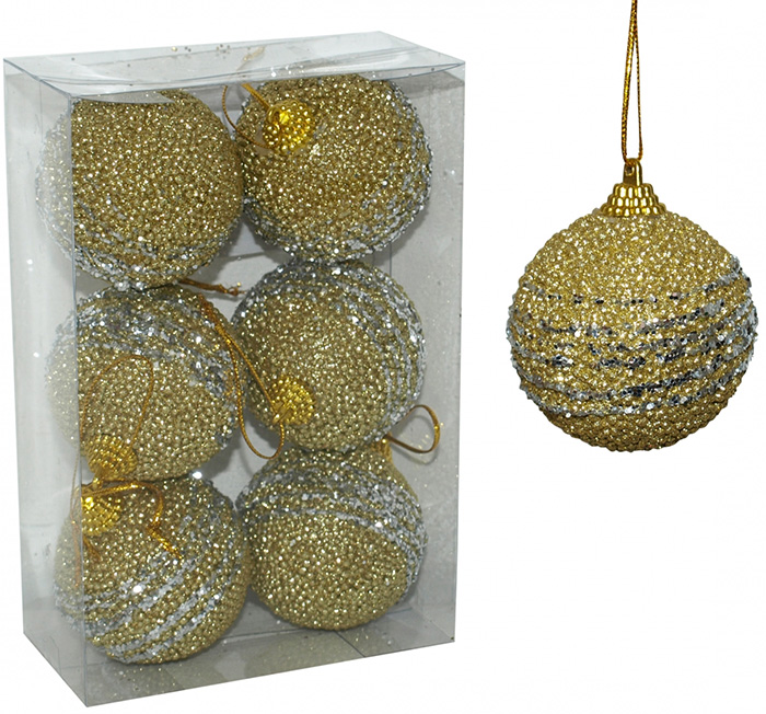 Ukrasi za jelku 6 cm zlatni - 6 komada