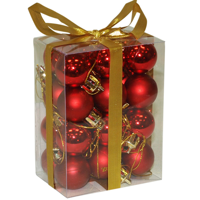 Novogodišnji ukrasi za jelku 24 kuglice crvene