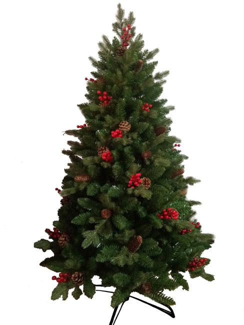 Novogodišnja jelka sa šišarkama i crvenim bobicama 240cm 180880