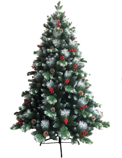 Novogodišnja jelka sa belim vrhovima, šišarkama i bobicama 180cm 180884 - Image 1