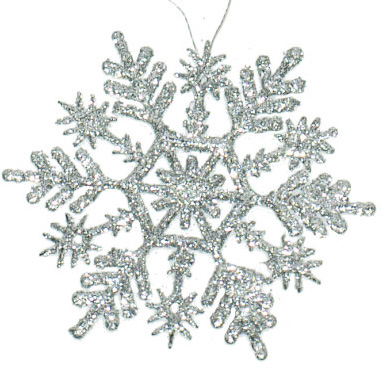 Ukrasi za jelku - pahulje u srebrnoj boji 6 kom