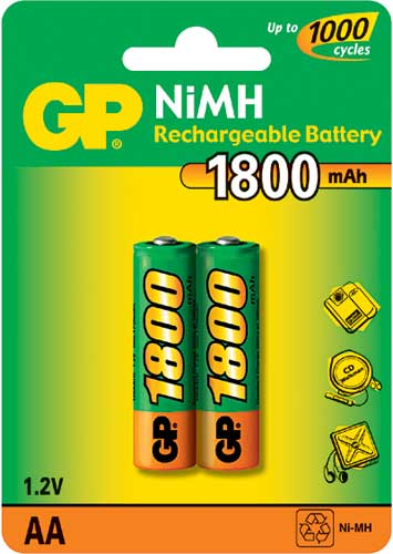 GP NiMH punjive baterije AA 1800 mAh - pakovanje 2 kom.