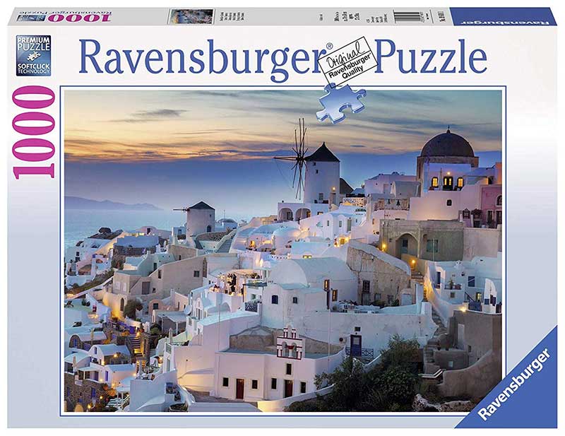 Puzzle 1000 delova - Veče se spušta na Santorini - Ravensburger 19611