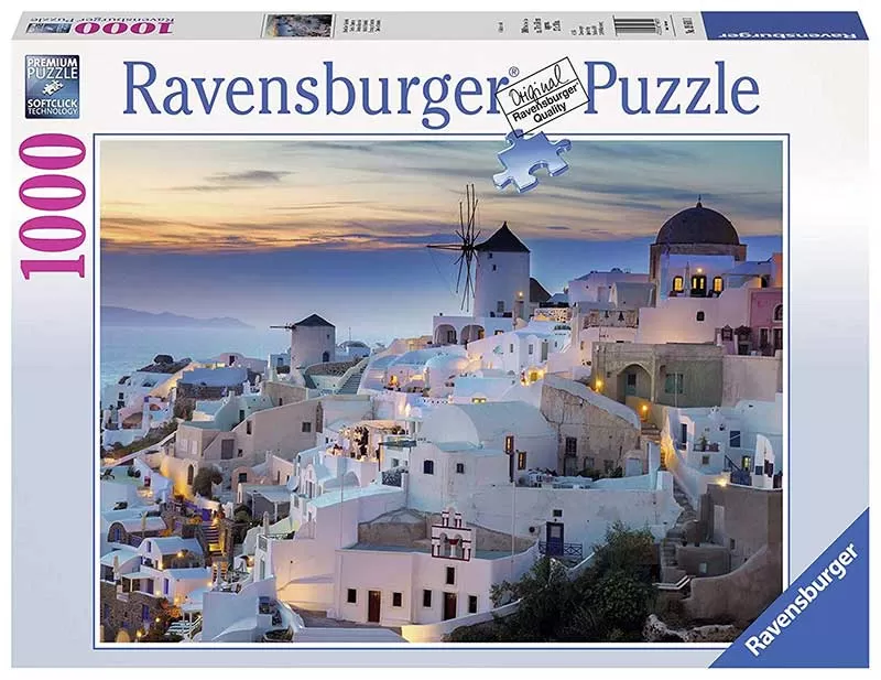 Puzzle 1000 delova - Veče se spušta na Santorini - Ravensburger 19611
