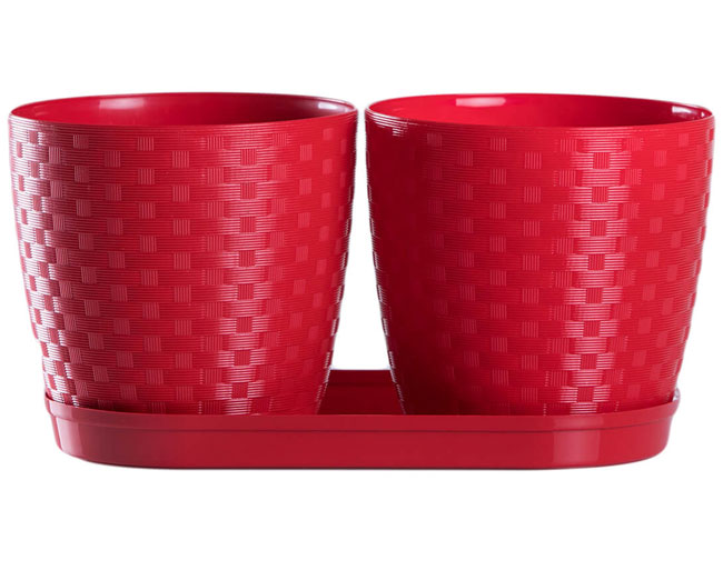 Saksije za cveće sa tacnom Inspira Mix and Play Crvena