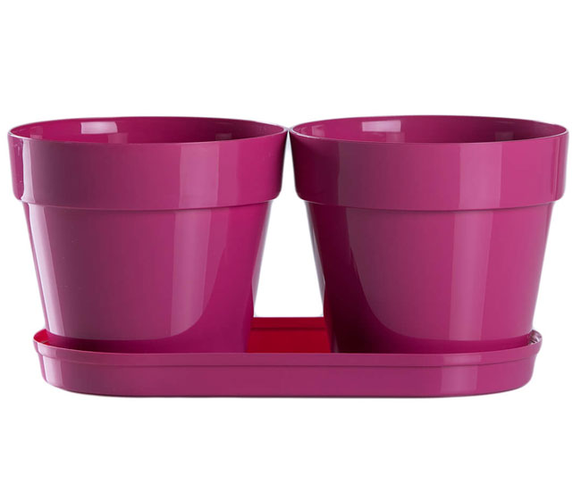 Saksije za cveće sa tacnom Frajle Mix and Play Roze