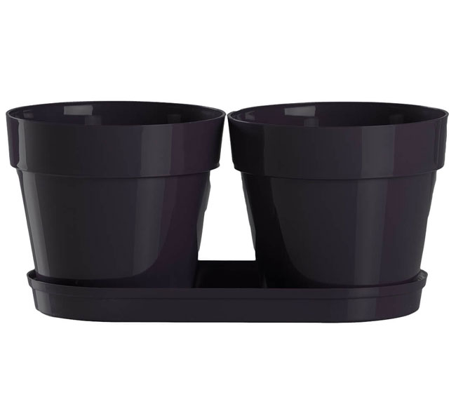 Saksije za cveće sa tacnom Frajle Mix and Play Crna