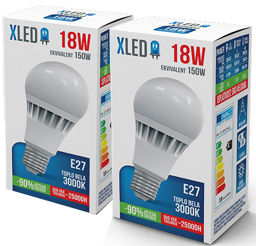 XLED Led Sijalica E27 18W Toplo bela 2 komada 023576