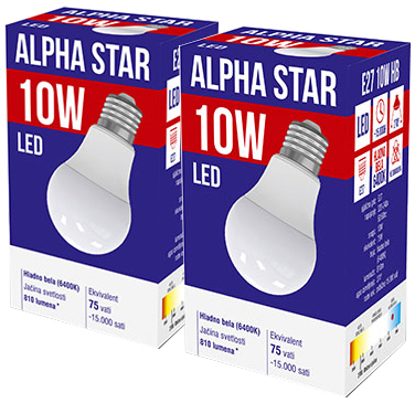 Alpha Star LED Sijalica E27 10W Hladno bela 2 komada 023996