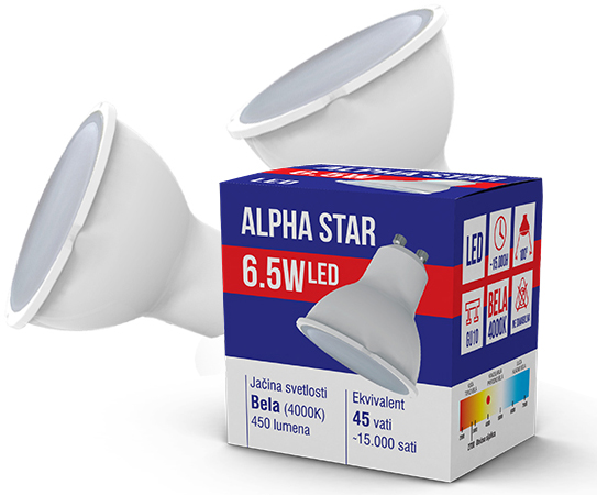 Alpha Star LED Sijalica GU10 6.5W 2 komada 023573