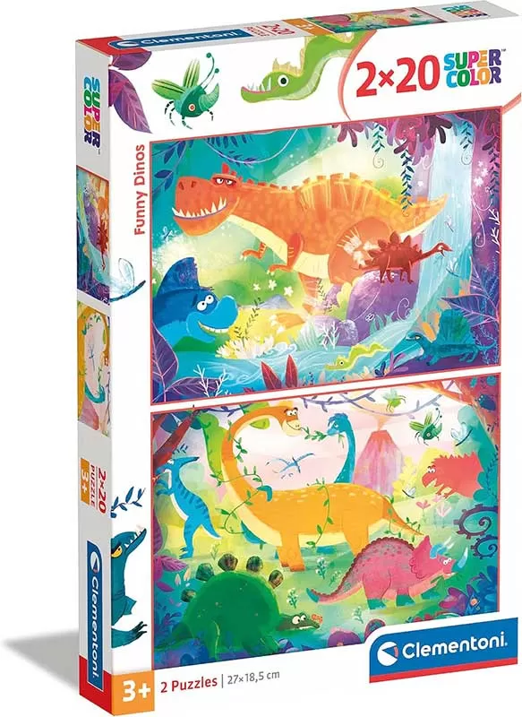Puzzle slagalice 2x20 delova Zabavni dinosaurusi Clementoni 24755
