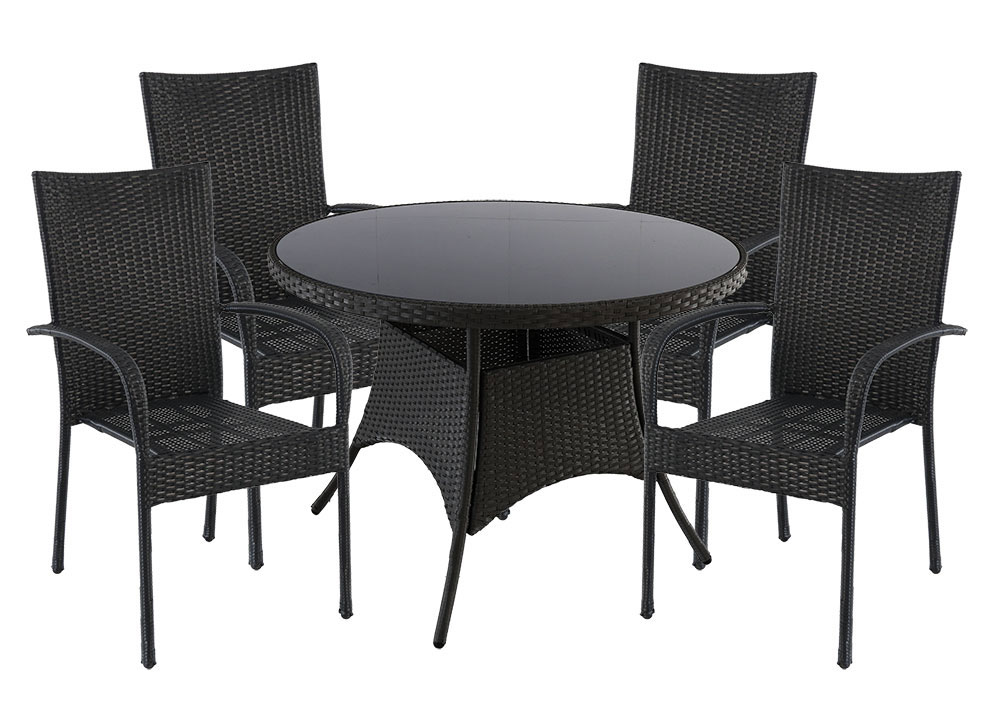 Baštenska Garnitura Santiago Black - 4 Fotelje i Sto