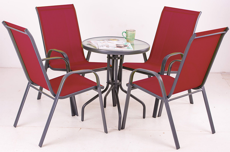 Garnitura Od Metala i Tekstilena - Acme Red - 4 Stolice i Sto - Image 1