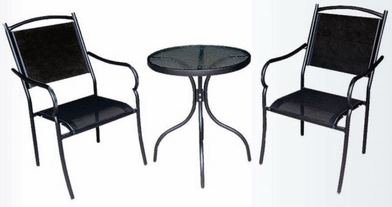 Metalna Balkonska Garnitura Pom - 2 Stolice i Sto Sa Staklom