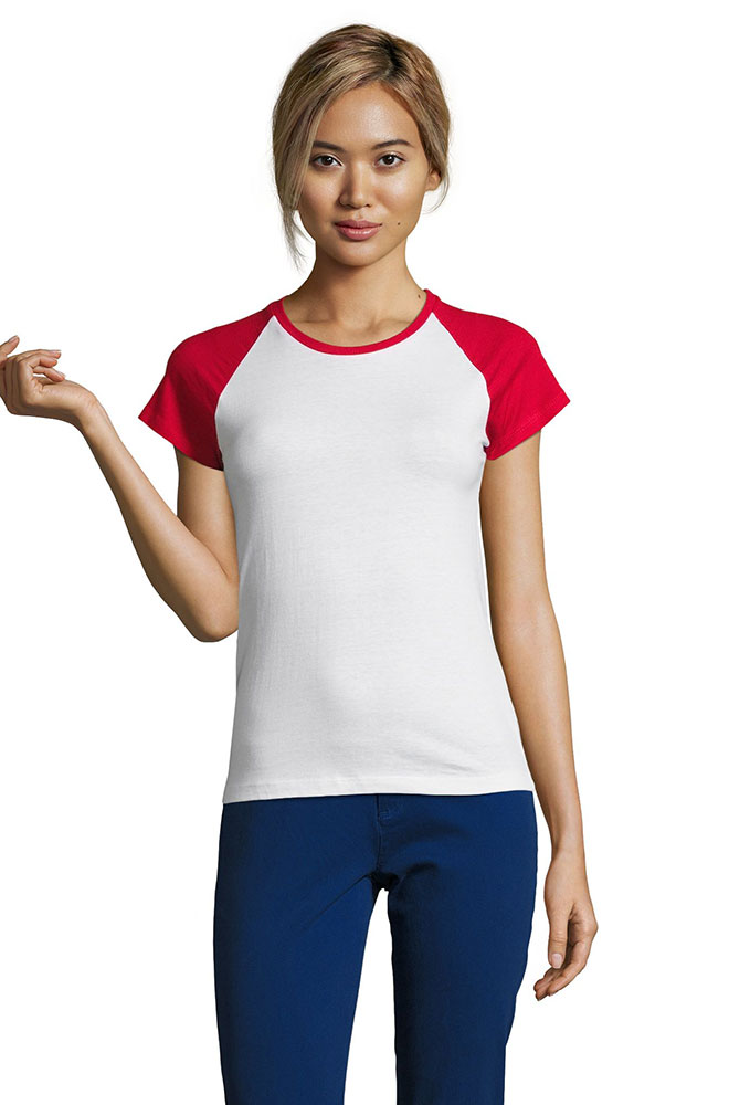 Sols Ženska majica sa kratkim rukavima Milky white/red veličina XL 11195