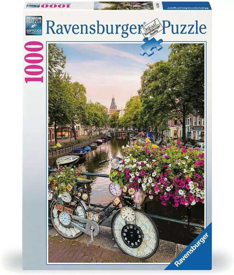 Puzzle 1000 delova Amsterdam - bicikl i cveće Ravensburger 12000780