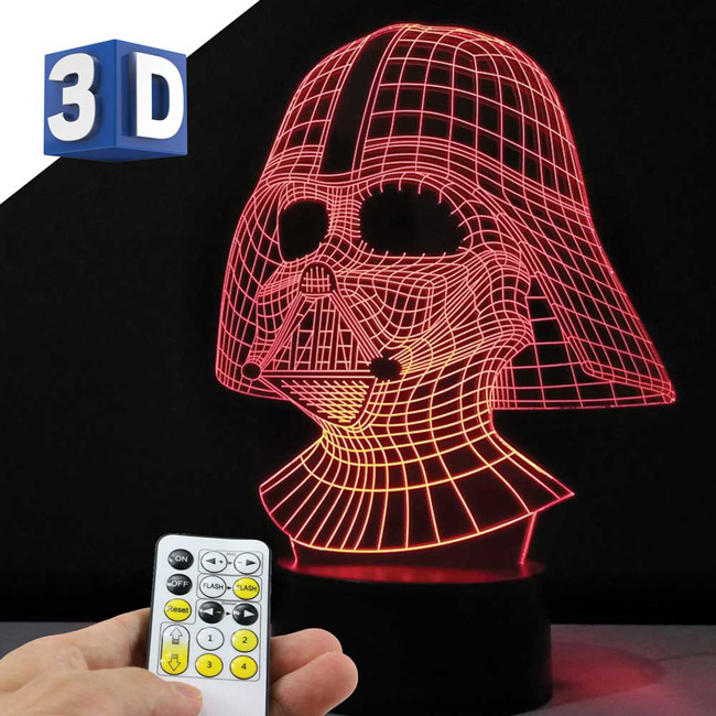 3D LED RGB lampa sa promenljivom bojom svetlosti Darth Vader