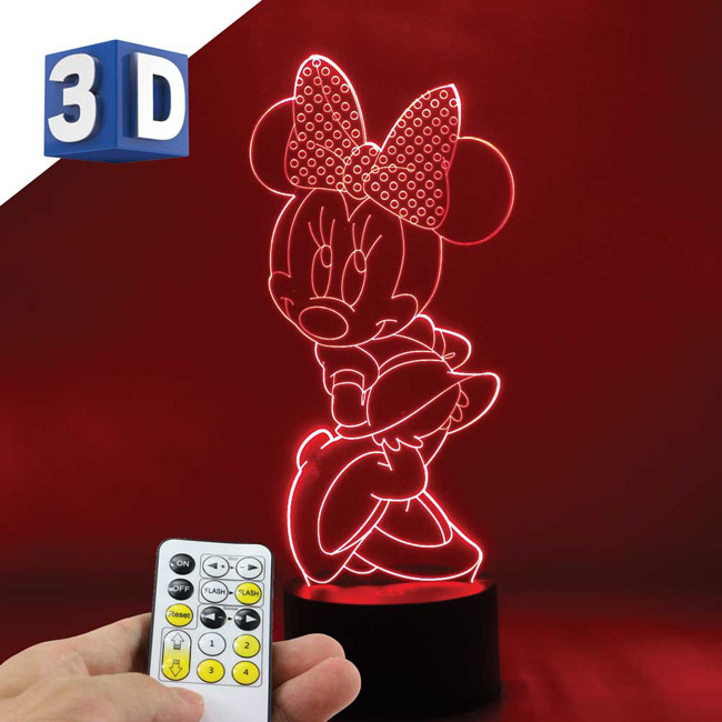 3D LED RGB lampa sa promenljivom bojom svetlosti Minnie Mouse