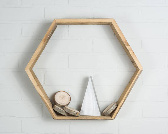 Zidna polica Heksagon natur 1 komad