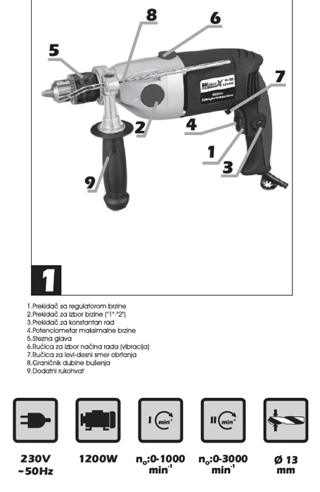 Vibraciona bušilica WSB1200 71012099