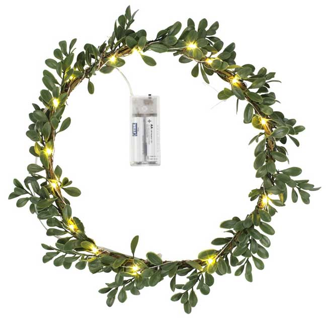 Novogodišnji dekorativni venac sa LED sijalicama na baterije 28cm