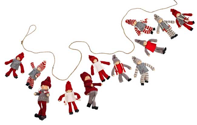 Ukrasna novogodišnja traka sa 10 vilenjaka 2m