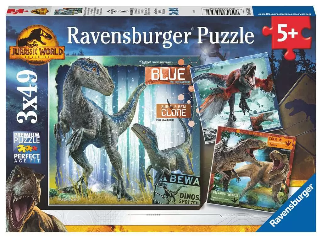 Puzzle slagalice za decu 3x49 delova Dinosaurusi dominiraju Ravensburger 05656