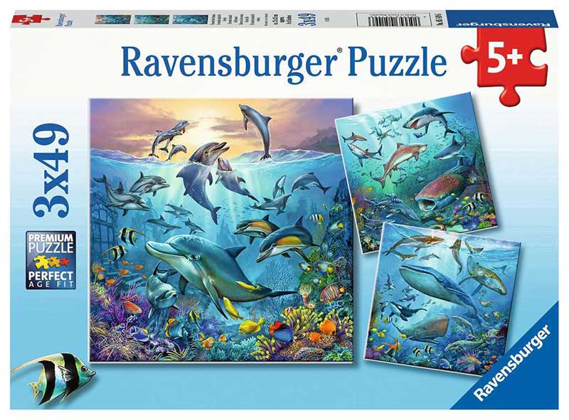 Puzzle slagalice za decu 3x49 delova Život u okeanu Ravensburger 05149