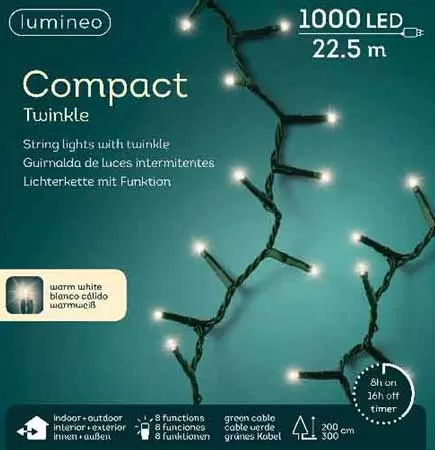 Lumineo Novogodišnje LED lampice za spoljnu i unutrašnju upotrebu 1000 LED 22.5m 49.5354