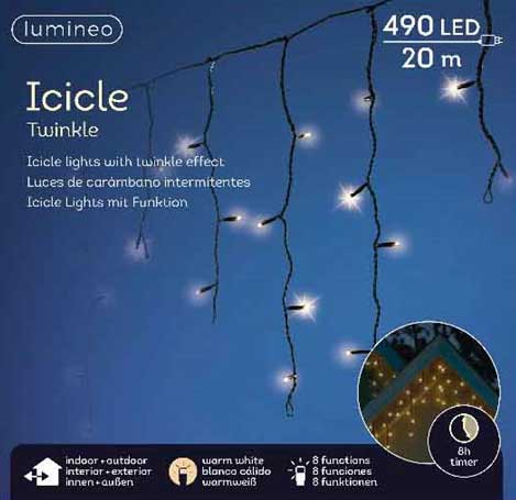 Lumineo Novogodišnje LED lampice za spoljnu i unutrašnju upotrebu Ledenice 20m 49.4806