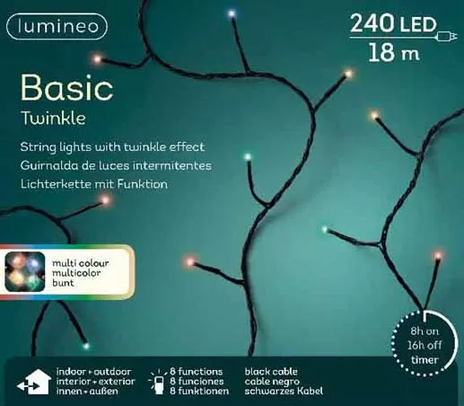 Lumineo Novogodišnje lampice za spoljnu i unutrašnju upotrebu Multicolor 18m 240 LED 49.4155