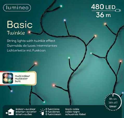 Lumineo Novogodišnje lampice za spoljnu i unutrašnju upotrebu Multicolor 36m 480 LED 49.4187