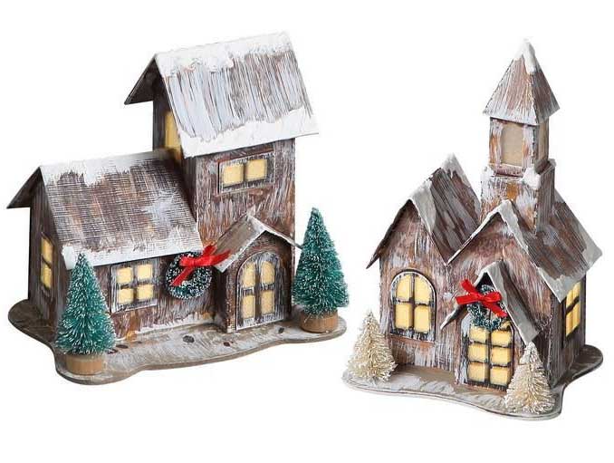 Novogodišnja svetleća dekoracija Dve kućice 658733 658734