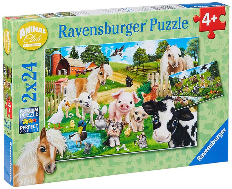 Ravensburger Puzzle 2x24 dela - Domaće i divlje životinje 07830