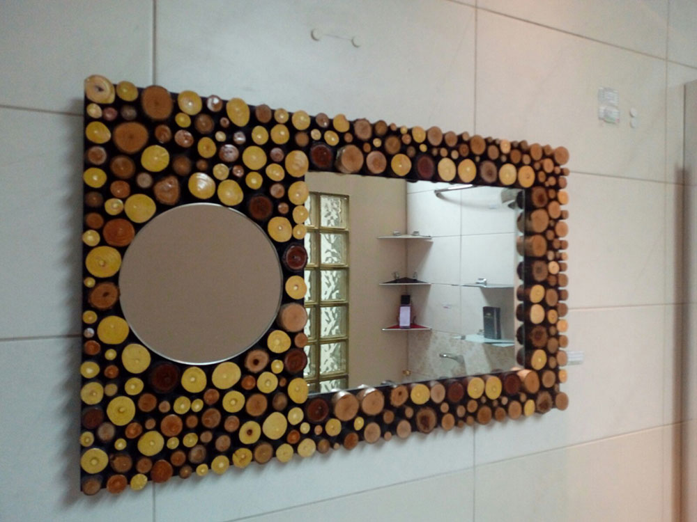 Ogledalo za kupatilo sa tikovinom 75 x 44cm