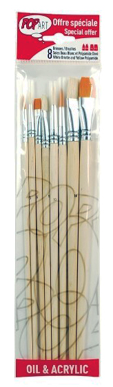 PEBEO Brushes - Pop Art - Set četkica okrugle i flah - polyamid i prirodne 8kom. 670202