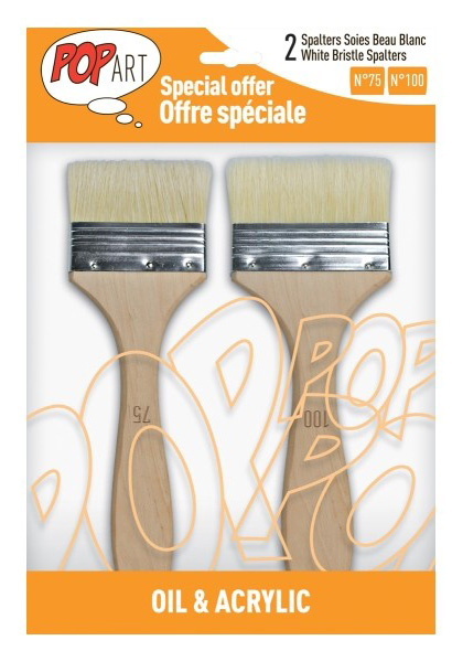 PEBEO Brushes Pop Art - White Bristles - Set širokih četkica flah - boja drveta 2kom. 670231