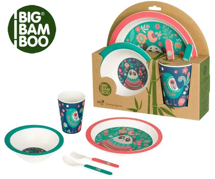 BigBamBoo Dečiji set za jelo Panda i ptičica