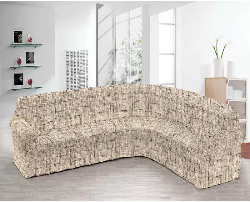 Sharp Fit elastična presvlaka za klasičnu ugaonu garnituru braon