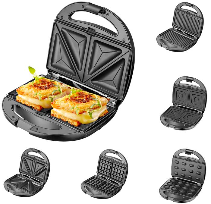 Multifunkcionalni aparat sa izmenjivim pločama za različite kolače i sendviče Adler AD3040