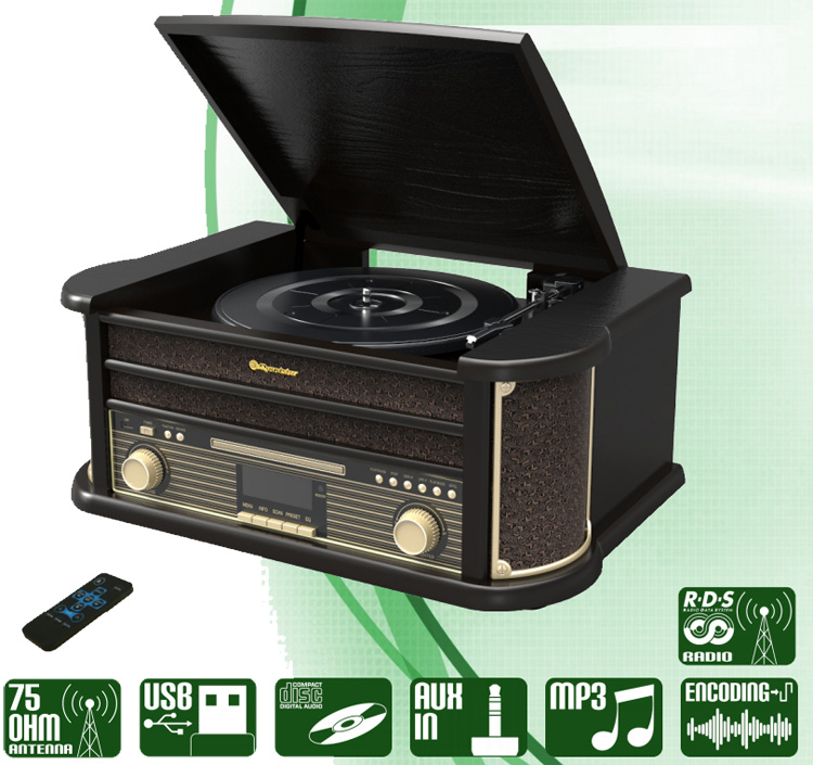 Vintage Style Gramofon Roadstar HIF-1898D+BT CD-mp3, Bluetooth, USB, AUX-IN