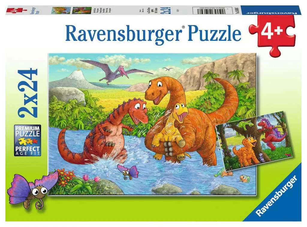 Puzzle 2x24 dela Dinosaurusi se igraju Ravensburger 05030