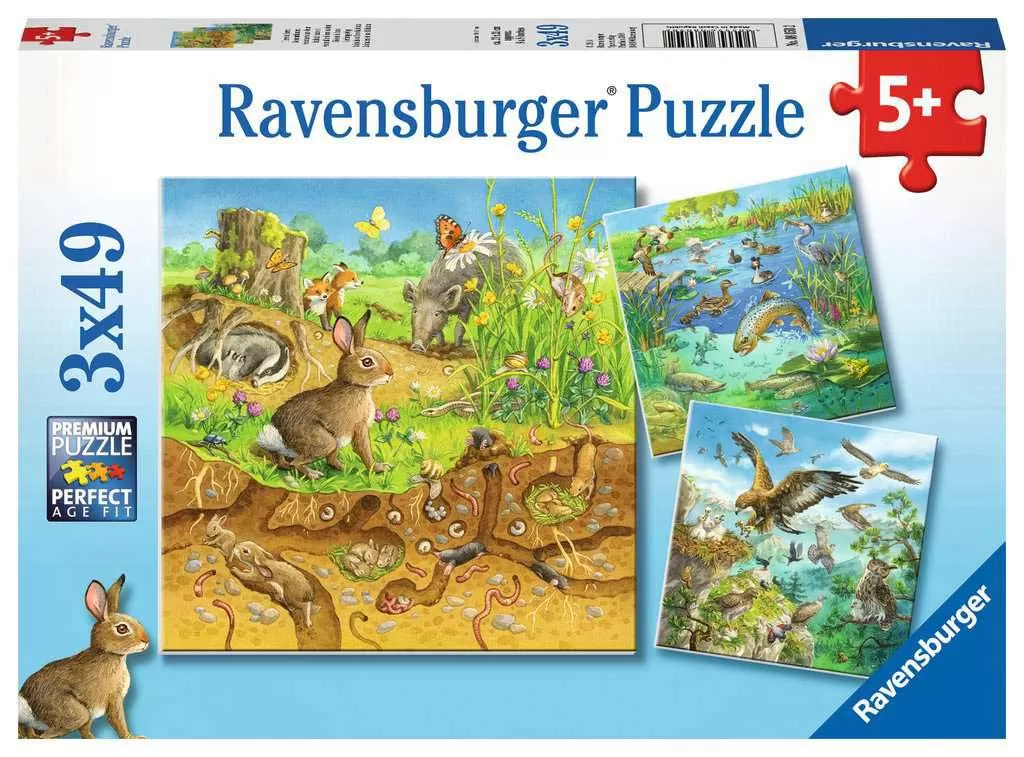 Puzzle 3x49 delova Životinje u svojim staništima Ravensburger 08050
