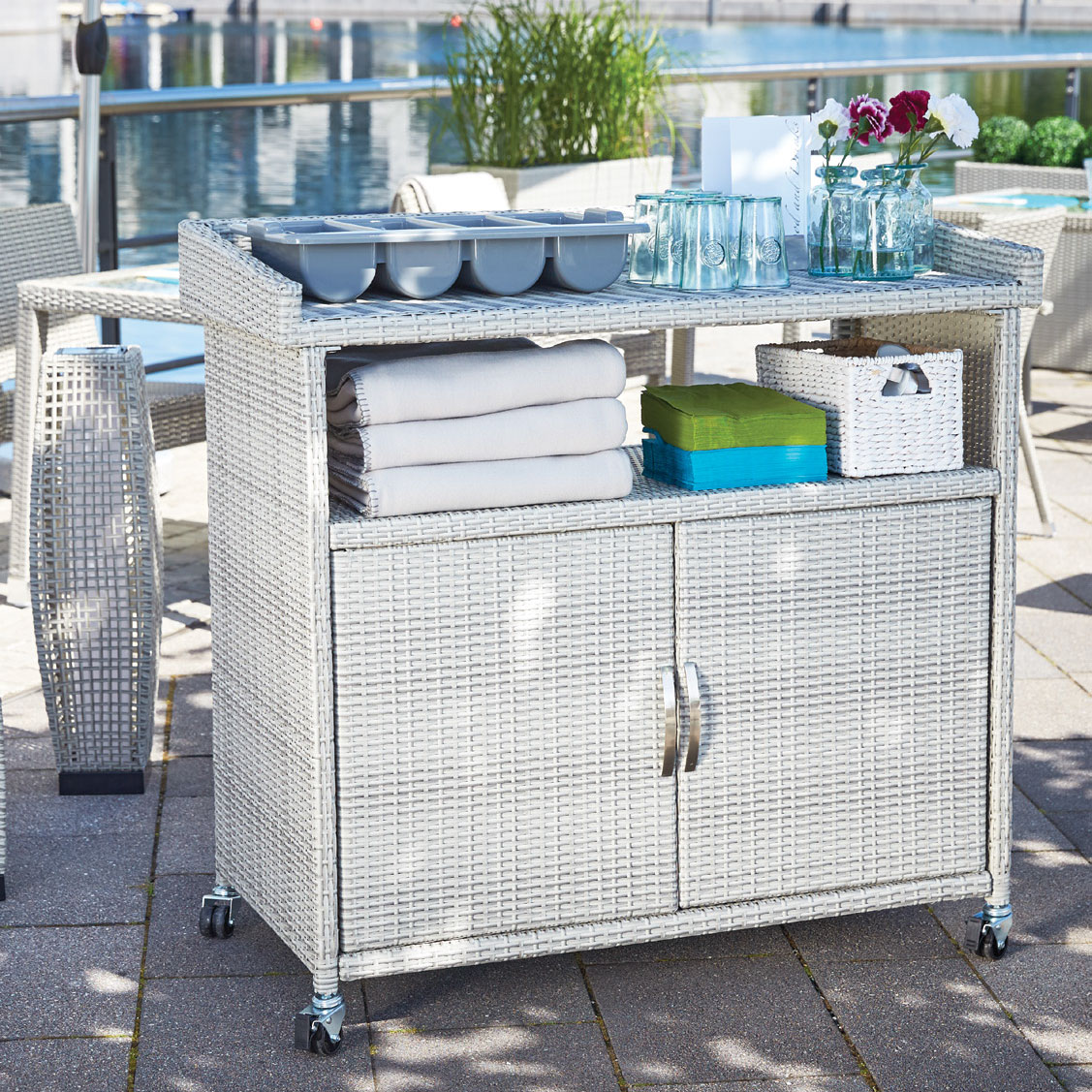 Komoda Od PE Ratana Siva - Image 1