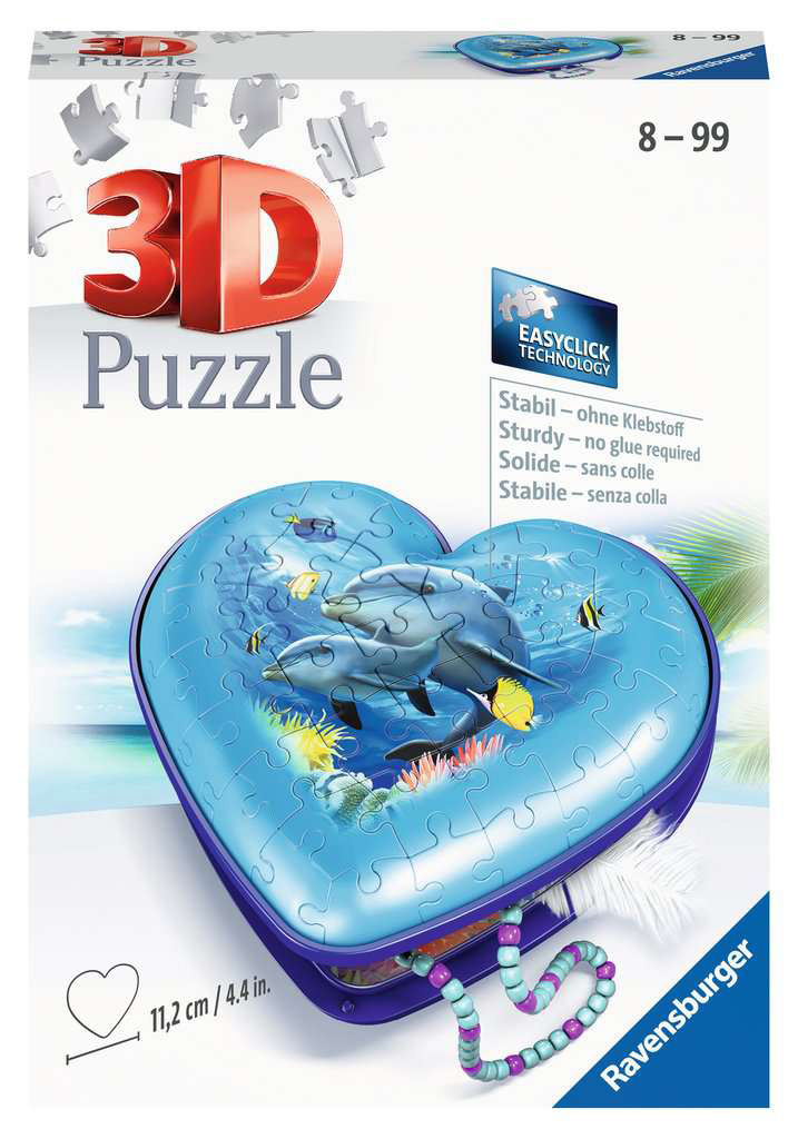 RAVENSBURGER 3d puzzle Kutija SRCE za nakit Podvodni svet DELFINI RA11172